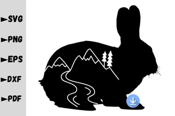 Charming Bunny and Mountain Silhouette for Cozy Embroidery Projects